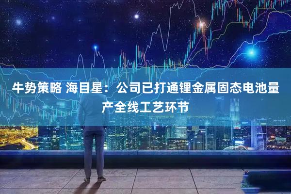 牛势策略 海目星：公司已打通锂金属固态电池量产全线工艺环节